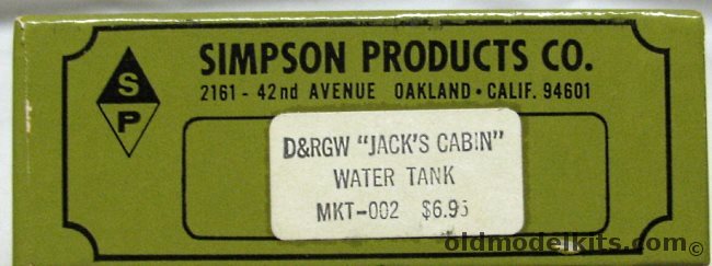 Simpson Products 1/87 D&RGW Jack's Cabin Water Tank - HO Craftsman Kit, MKT-002 plastic model kit